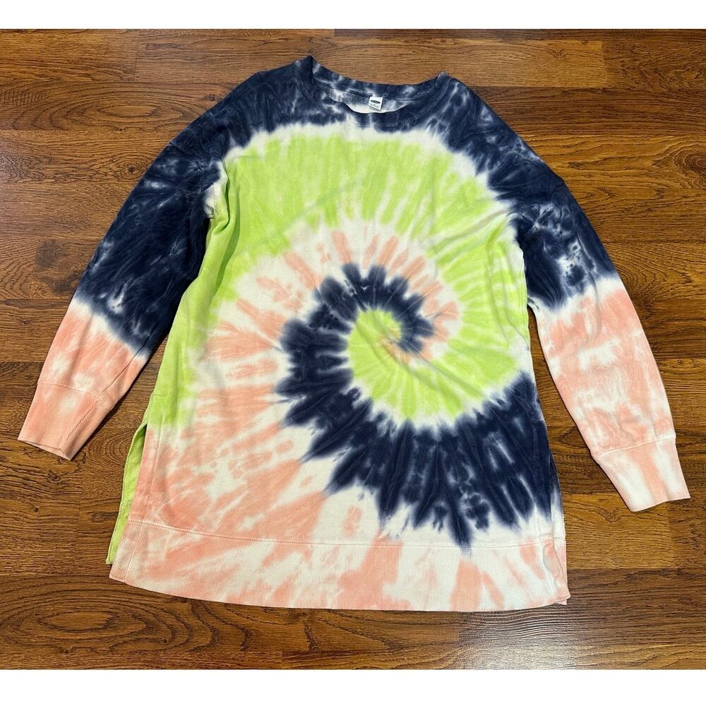 Old Navy Tie Dye Tunic Sweatshirt Women's Medium Multicolor Long Sleeve Pullover
